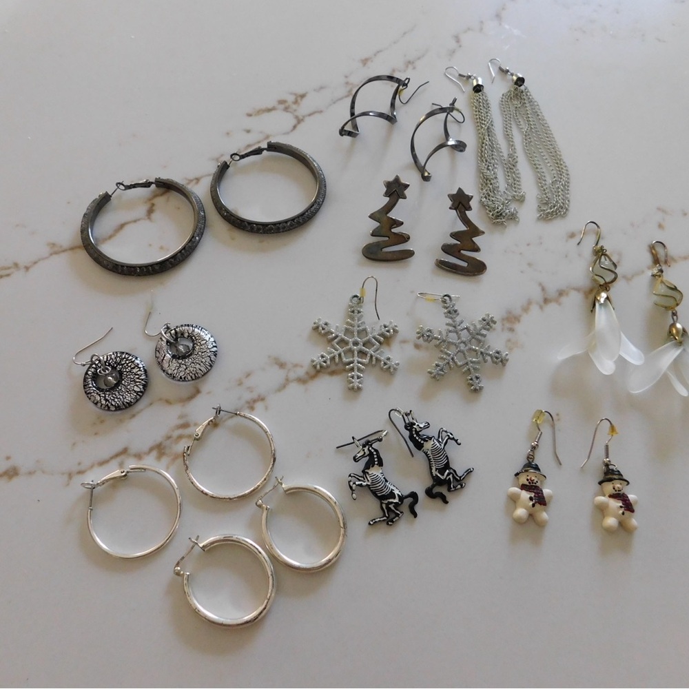 Silver and Gold Women's Earring Set - Picture 2 of 5